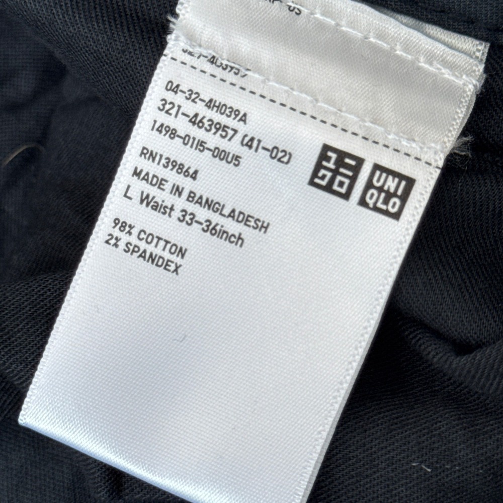 Uniqlo Mens Cargo Pants Black Cotton Stretch Straight Leg Utility Size L 33-36 - Picture 6 of 9